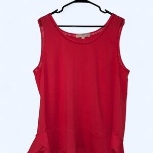 LOFT Plus Size Red Tank Top with Mesh Detailing
